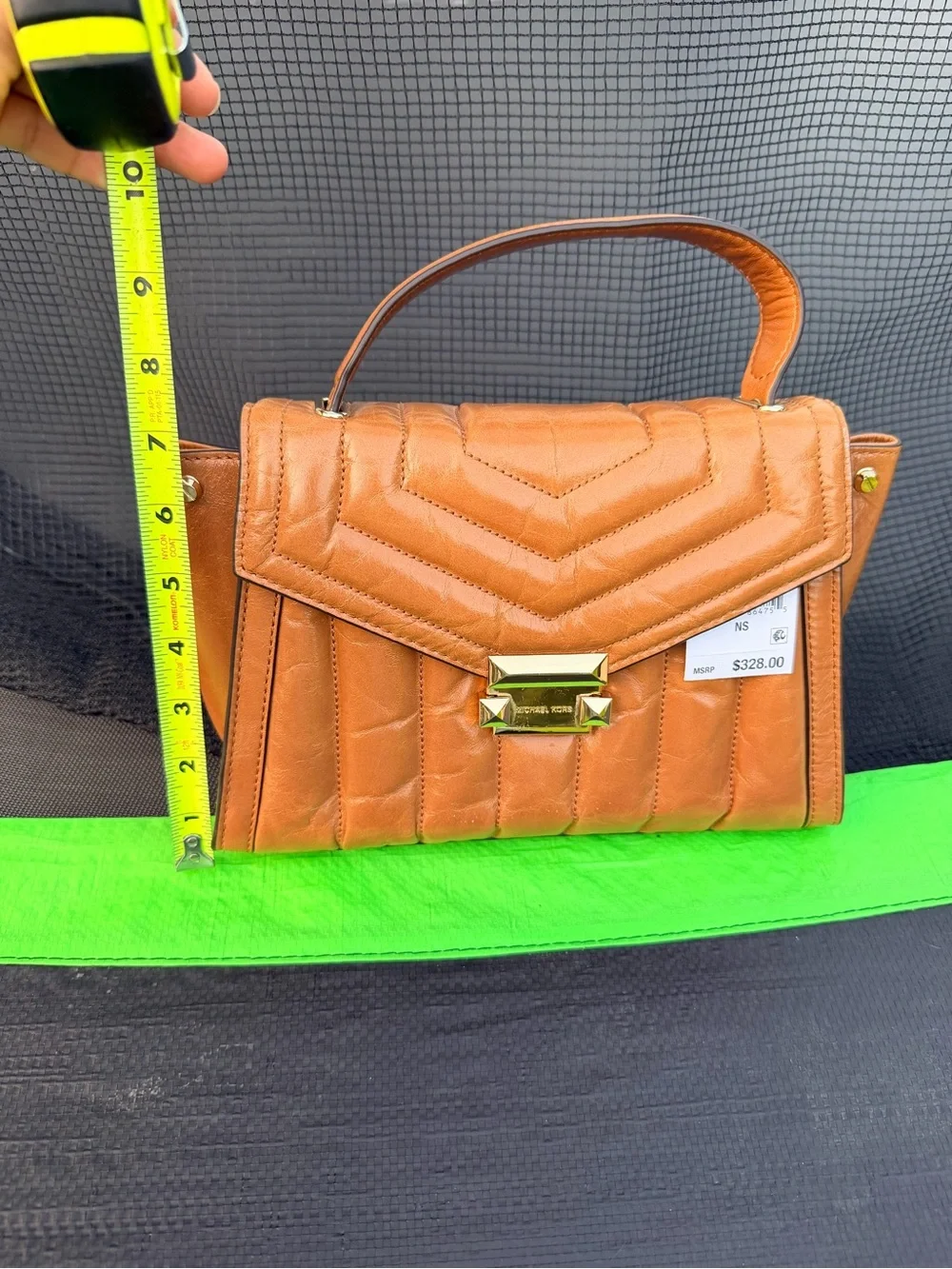 Michael Kors Whitney Large Satchel Brown Leather Quilted Shoulder Bag